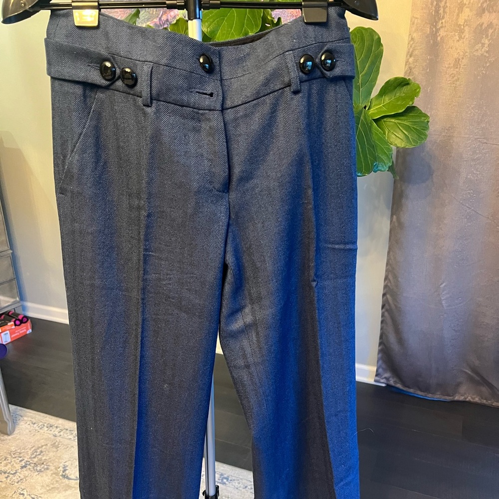 Stylish Bluish teal Button-Accent Wide Trousers